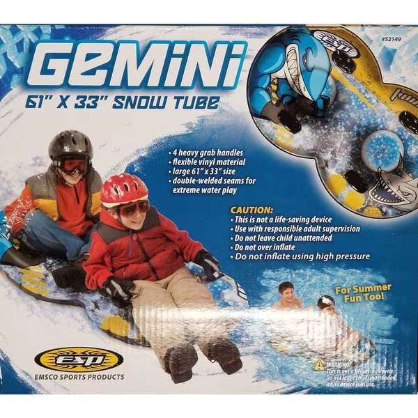 ESP Gemini DualRider Inflatable PVC Snow Tube 61 in, Emsco Group, Mfr#: 52149